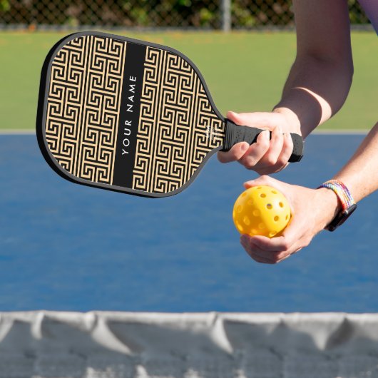 Greek Meander Key H Brown, Jouw naam, Personalisee Pickleball Paddle (Insitu)