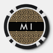 Greek Meander Key H Brown, Jouw naam, Personalisee Poker Chips (Achterkant)