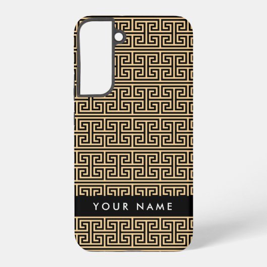 Greek Meander Key H Brown, Jouw naam, Personalisee Samsung Galaxy Hoesje (Achterkant)