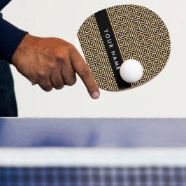 Greek Meander Key H Brown, Jouw naam, Personalisee Tafeltennisbatje