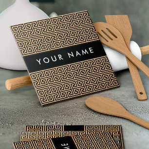 Greek Meander Key H Brown, Jouw naam, Personalisee Tegeltje