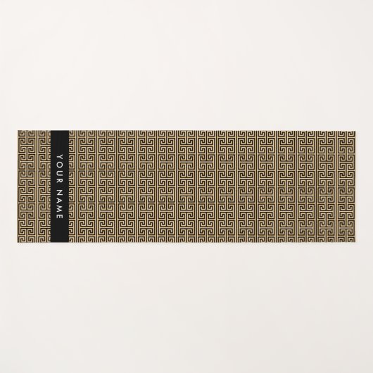 Greek Meander Key H Brown, Jouw naam, Personalisee Yogamat (Voorkant (horizontaal))