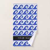 Greek Meander Key, Wave Key, Blauw, Jouw naam Bad Handdoek (Handdoek)