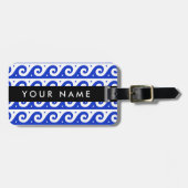 Greek Meander Key, Wave Key, Blauw, Jouw naam Bagagelabel (Voorkant horizontaal)