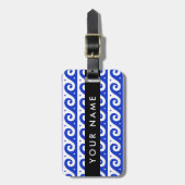 Greek Meander Key, Wave Key, Blauw, Jouw naam Bagagelabel (Voorkant verticaal)