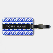 Greek Meander Key, Wave Key, Blauw, Jouw naam Bagagelabel (Achterkant horizontaal)