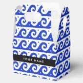 Greek Meander Key, Wave Key, Blauw, Jouw naam Bedankdoosjes (Geopend)