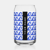 Greek Meander Key, Wave Key, Blauw, Jouw naam Blikvorm Glas (Voorkant)