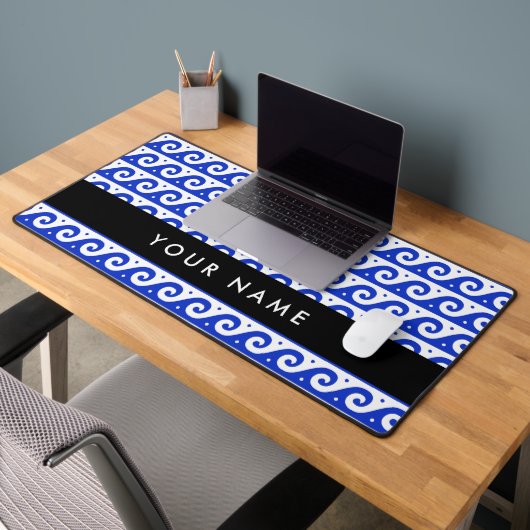 Greek Meander Key, Wave Key, Blauw, Jouw naam Bureaumat (Kantoor 2)