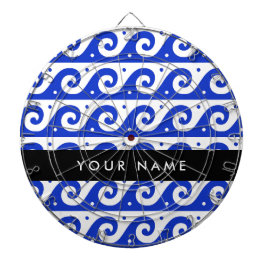 Greek Meander Key, Wave Key, Blauw, Jouw naam Dartbord
