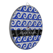 Greek Meander Key, Wave Key, Blauw, Jouw naam Dartbord (Voorkant Links)