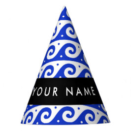 Greek Meander Key, Wave Key, Blauw, Jouw naam Feesthoedjes