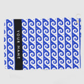 Greek Meander Key, Wave Key, Blauw, Jouw naam Golfhanddoek (Horizontaal)