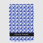 Greek Meander Key, Wave Key, Blauw, Jouw naam Golfhanddoek (Voorkant)