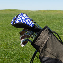 Greek Meander Key, Wave Key, Blauw, Jouw naam Golfheadcover