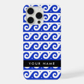 Greek Meander Key, Wave Key, Blauw, Jouw naam iPhone Hoesje (Achterkant)