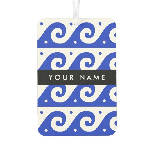 Greek Meander Key, Wave Key, Blauw, Jouw naam Luchtverfrisser (Achterkant)