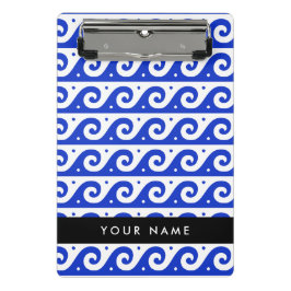 Greek Meander Key, Wave Key, Blauw, Jouw naam Mini Klembord