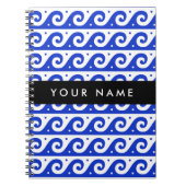 Greek Meander Key, Wave Key, Blauw, Jouw naam Notitieboek (Voorkant)