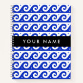 Greek Meander Key, Wave Key, Blauw, Jouw naam Notitieboek (Voorkant)