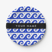 Greek Meander Key, Wave Key, Blauw, Jouw naam Papieren Bordje (Voorkant)