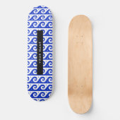 Greek Meander Key, Wave Key, Blauw, Jouw naam Persoonlijk Skateboard (Voorkant)