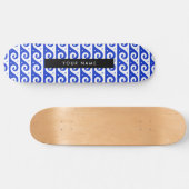 Greek Meander Key, Wave Key, Blauw, Jouw naam Persoonlijk Skateboard (Horizontaal)