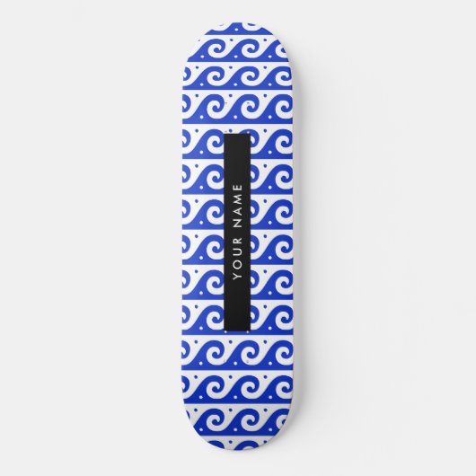 Greek Meander Key, Wave Key, Blauw, Jouw naam Persoonlijk Skateboard (Voorkant)