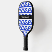 Greek Meander Key, Wave Key, Blauw, Jouw naam Pickleball Paddle (Links)