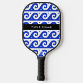 Greek Meander Key, Wave Key, Blauw, Jouw naam Pickleball Paddle (Achterkant)