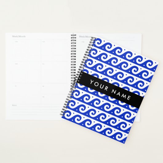Greek Meander Key, Wave Key, Blauw, Jouw naam Planner (Display)