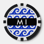 Greek Meander Key, Wave Key, Blauw, Jouw naam Poker Chips (Voorkant)