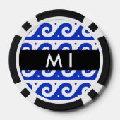Greek Meander Key, Wave Key, Blauw, Jouw naam Poker Chips (Achterkant)