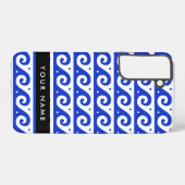 Greek Meander Key, Wave Key, Blauw, Jouw naam Samsung Galaxy Hoesje (Achterkant horizontaal)