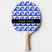 Greek Meander Key, Wave Key, Blauw, Jouw naam Tafeltennisbatje (Voorkant)