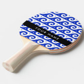 Greek Meander Key, Wave Key, Blauw, Jouw naam Tafeltennisbatje (Voorkant Gekanteld)