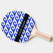 Greek Meander Key, Wave Key, Blauw, Jouw naam Tafeltennisbatje (Zijkant)