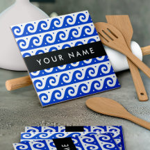 Greek Meander Key, Wave Key, Blauw, Jouw naam