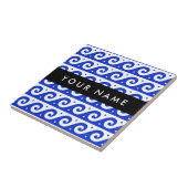 Greek Meander Key, Wave Key, Blauw, Jouw naam Tegeltje (Zijkant)