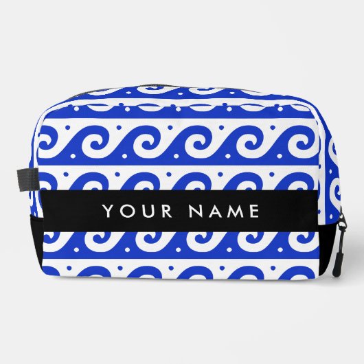 Greek Meander Key, Wave Key, Blauw, Jouw naam Toilettasje (Voorkant)