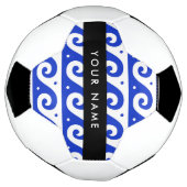 Greek Meander Key, Wave Key, Blauw, Jouw naam Voetbal (Gedraaid)