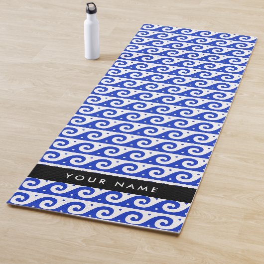 Greek Meander Key, Wave Key, Blauw, Jouw naam Yogamat (In situ)