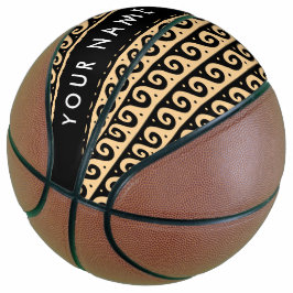 Greek Meander Key, Wave Key, Bruin, Jouw naam Basketbal
