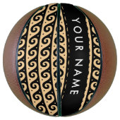 Greek Meander Key, Wave Key, Bruin, Jouw naam Basketbal (Verticaal)