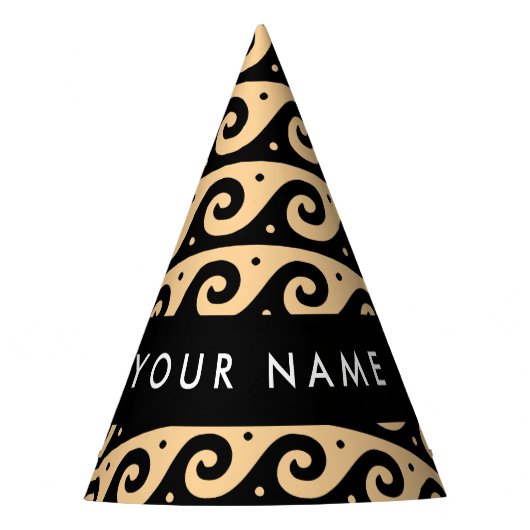 Greek Meander Key, Wave Key, Bruin, Jouw naam Feesthoedjes (Voorkant)