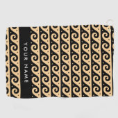 Greek Meander Key, Wave Key, Bruin, Jouw naam Golfhanddoek (Horizontaal)