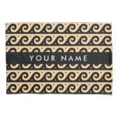 Greek Meander Key, Wave Key, Bruin, Jouw naam Kussensloop (Voorkant)