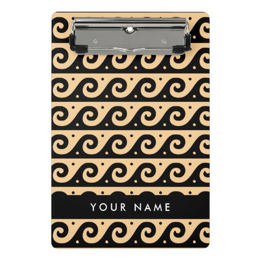 Greek Meander Key, Wave Key, Bruin, Jouw naam Mini Klembord (Voorkant)