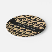 Greek Meander Key, Wave Key, Bruin, Jouw naam Papieren Bordje (Gekanteld)