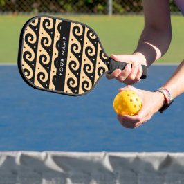 Greek Meander Key, Wave Key, Bruin, Jouw naam Pickleball Paddle
